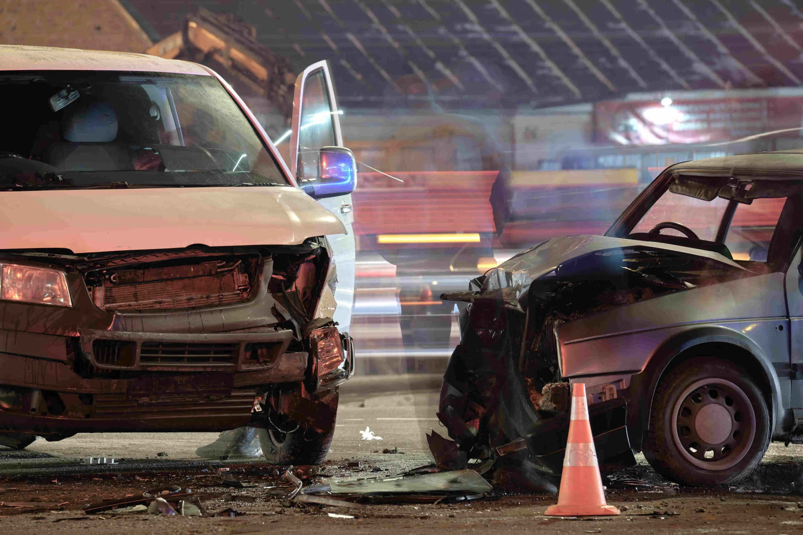 vehicles damaged in heavy car accident