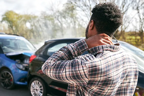 Man with neck pain after car accident